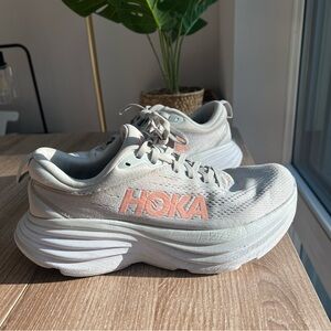HOKA Bondi 8 Harbor Mist/Lunar Rock Grey Pink Sneaker